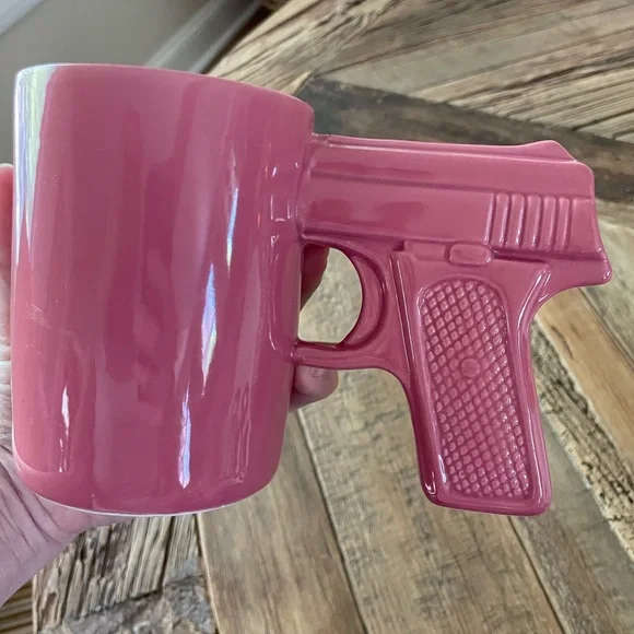 Pink Pistol Handle Coffee Mug Kitchen Accessory - Picture 3 of 5